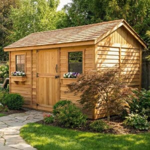 12×8 Western Red Cedar Cabana Shed – Single Dutch Door