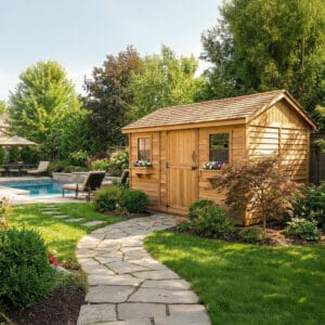 12×8 Western Red Cedar Cabana Shed – Single Dutch Door
