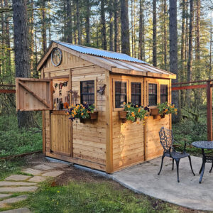 8×8 Western Red Cedar –  Sunshed Garden Shed – Greenhouse & Workspace Kit