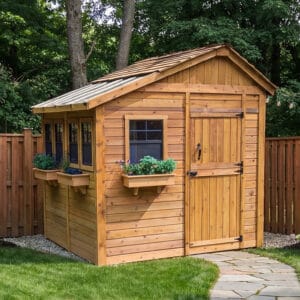 8×8 Western Red Cedar –  Sunshed Garden Shed – Greenhouse & Workspace Kit