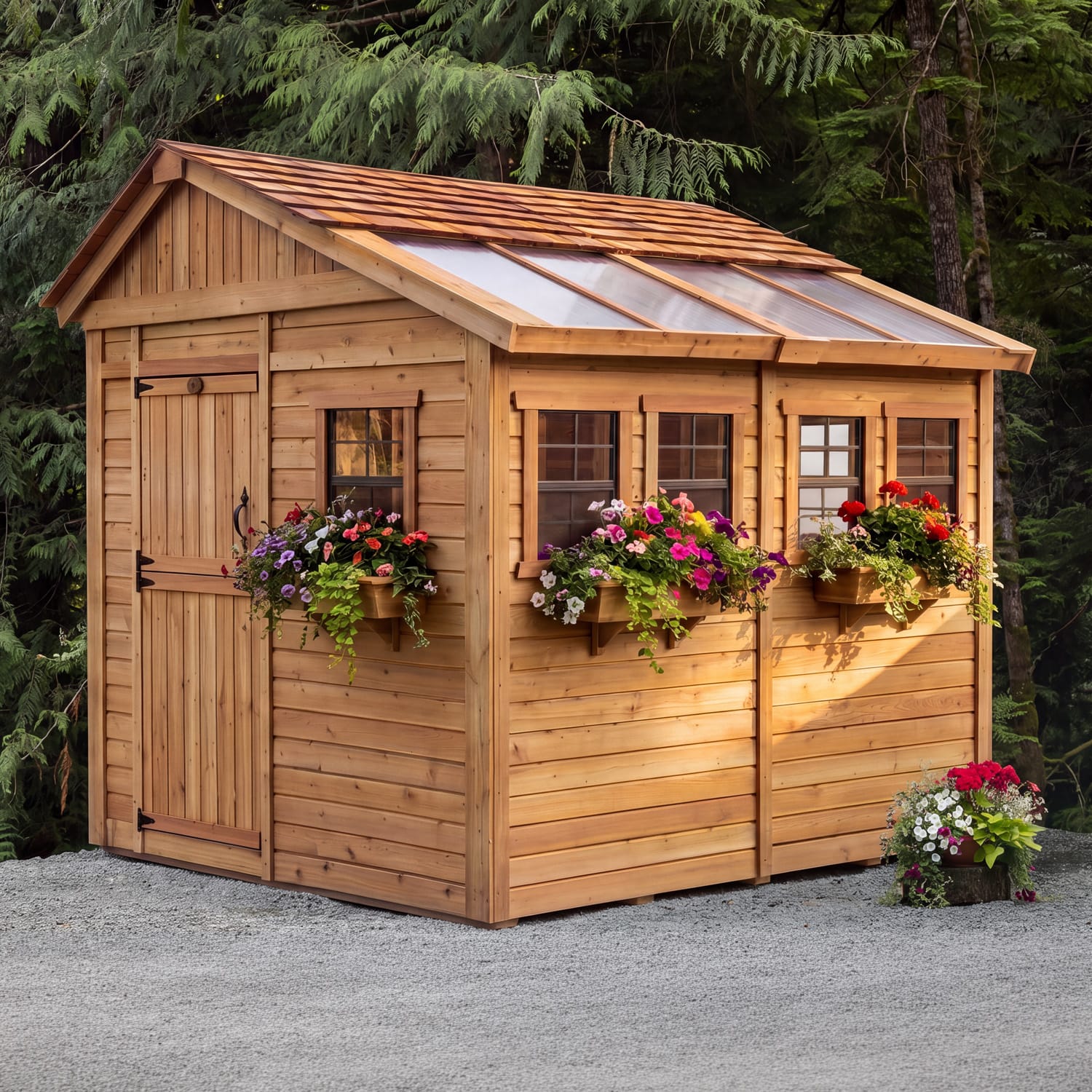 8×8 Western Red Cedar –  Sunshed Garden Shed – Greenhouse & Workspace Kit