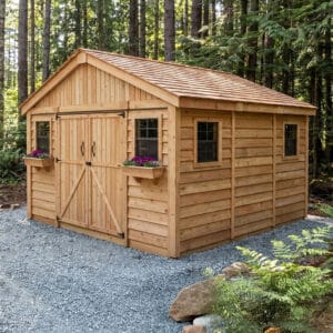 12×12 Western Red Cedar – SpaceMaster Shed – Double Door Storage & Workshop Kit