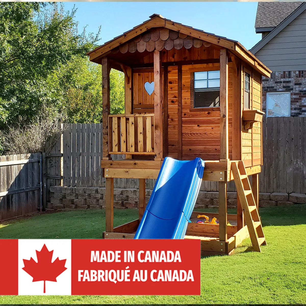 Sunflower Playhouse & Sandbox – 6×9 Cedar Playhouse